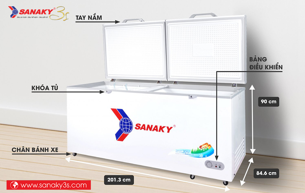 Kích thước tủ đông Sanaky VH-8699HY