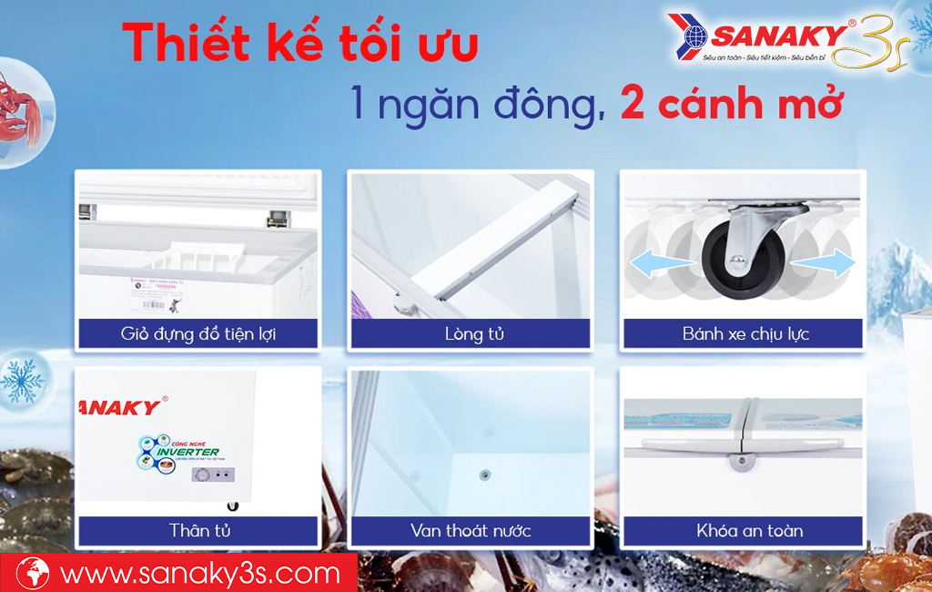 Tiện ích đi kèm tủ đông Sanaky VH-4099A3