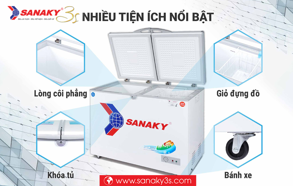 Tiện ích đi kèm tủ đông Sanaky VH-4099W1