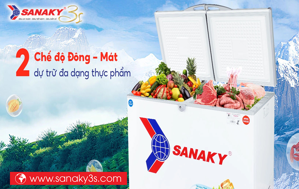 Tủ đông Sanaky VH-4099W1 2 ngăn đông mát