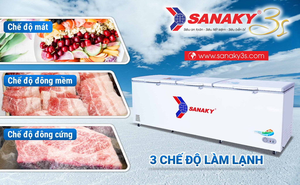 Tủ đông Sanaky VH-1199HY 1100 Lít 3 chế độ làm lạnh