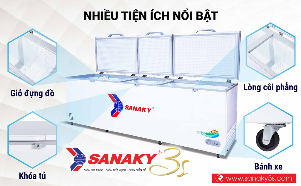 Tủ đông Sanaky VH-1199HY 1100 Lít 3 nhiều tiện ích