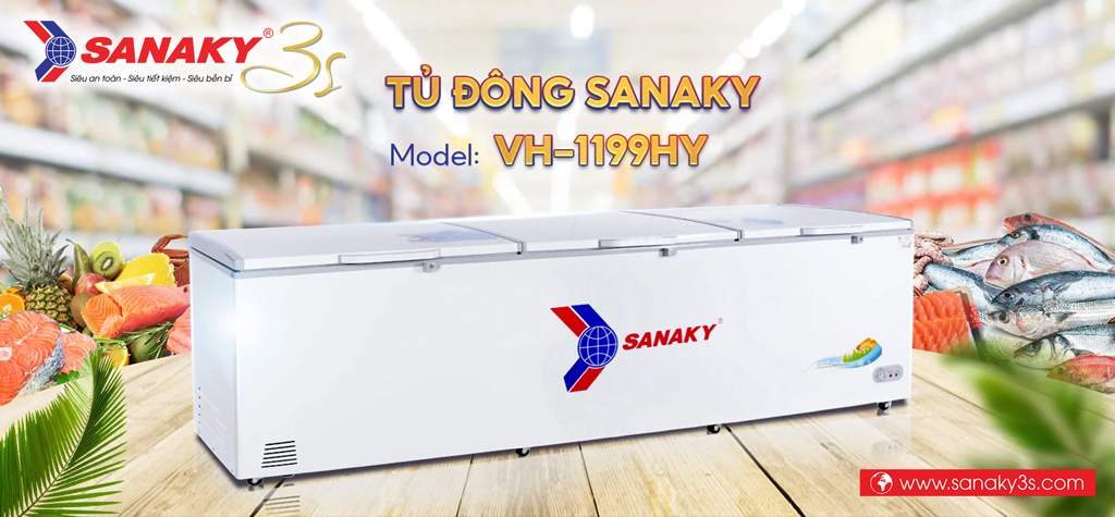 Tủ đông Sanaky VH-1199HY dàn lạnh ống đồng