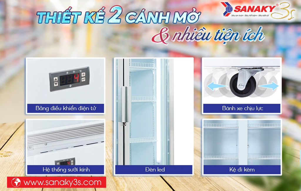 Tủ mát Sanaky DAVH-1009HP nhiều tiện ích đi kèm