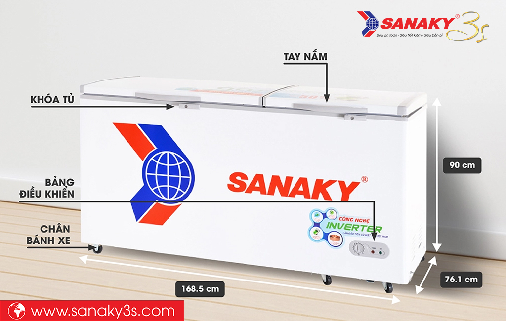 Kích thước Tủ đông Sanaky VH-6699HY3