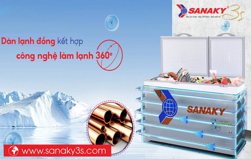 Tủ đông Inverter Sanaky VH-6699HY3 dàn đồng