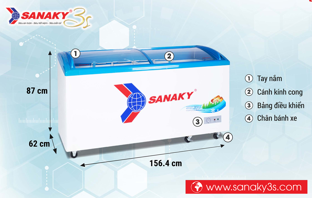 Kích thước Tủ đông Sanaky inverter VH-6899K3