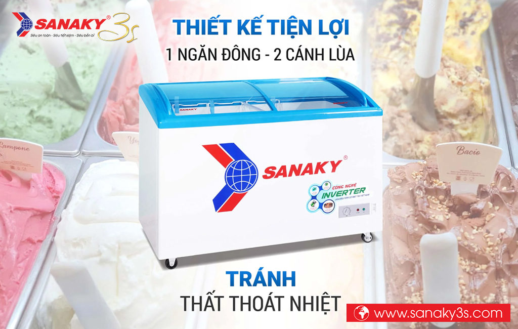 Tủ đông Sanaky inverter VH-4899K3 2 cánh kính lùa