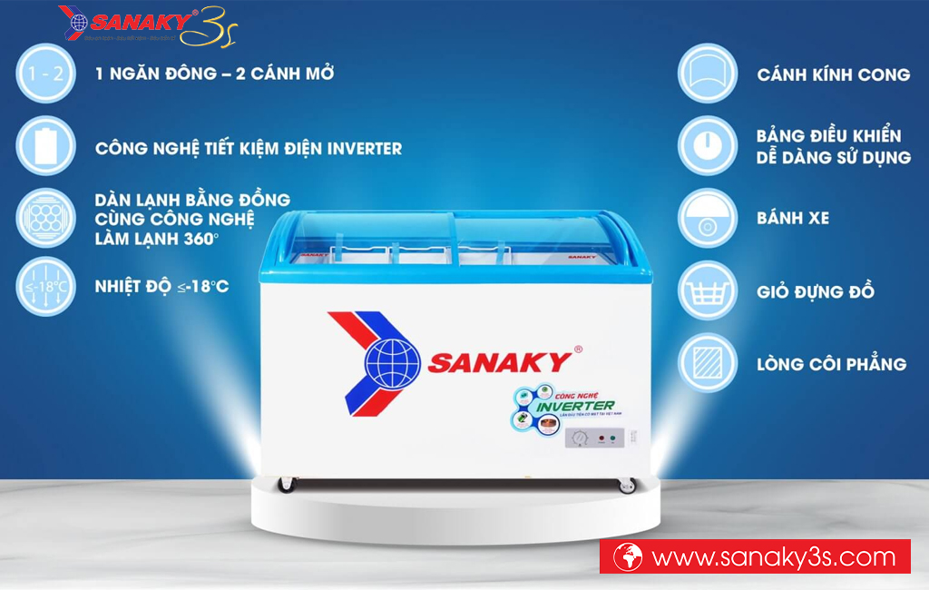 Tủ đông Sanaky inverter VH-4899K3 dung tích 324L