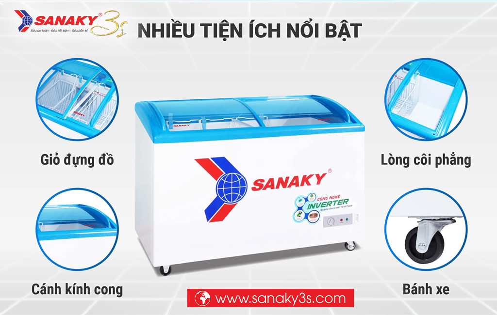 Tủ đông Sanaky inverter VH-4899K3 nhiều tiện ích đi kèm