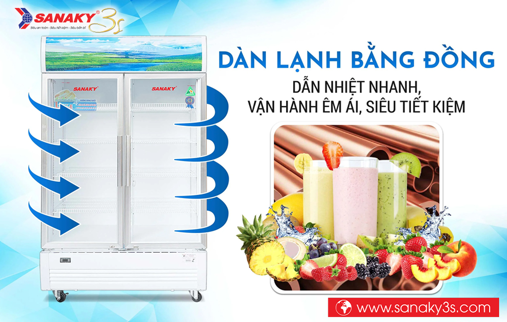 Tủ mát Sanaky DAVH-6009HP dàn đồng