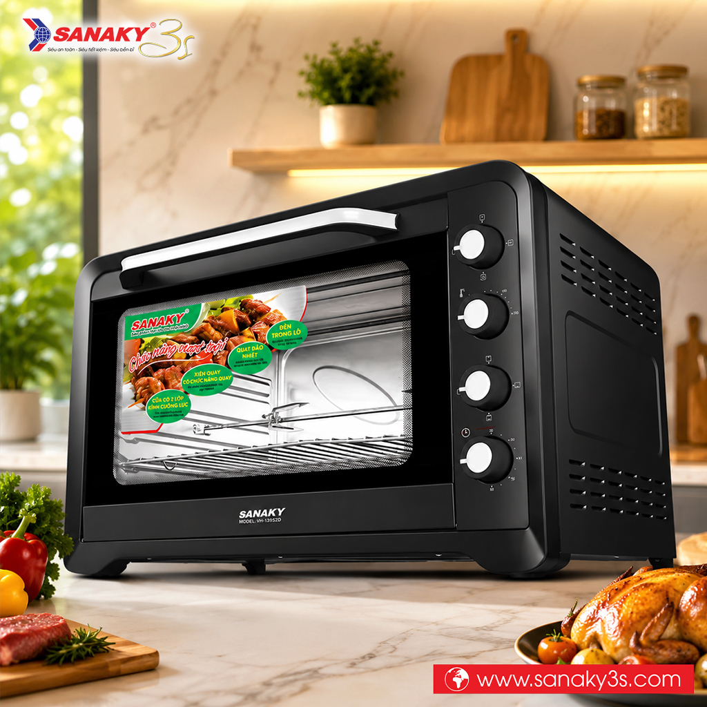 Lò nướng Sanaky VH-129S2D 120L vỏ thép sơn tỉnh điện