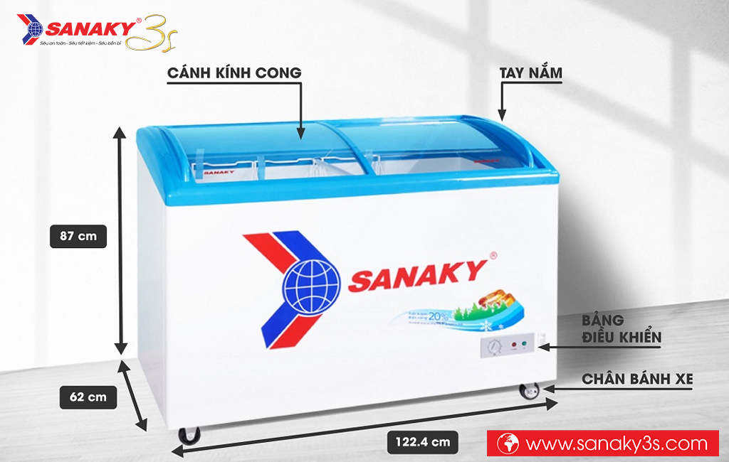 Kích thước tủ đông Sanaky VH-4899K