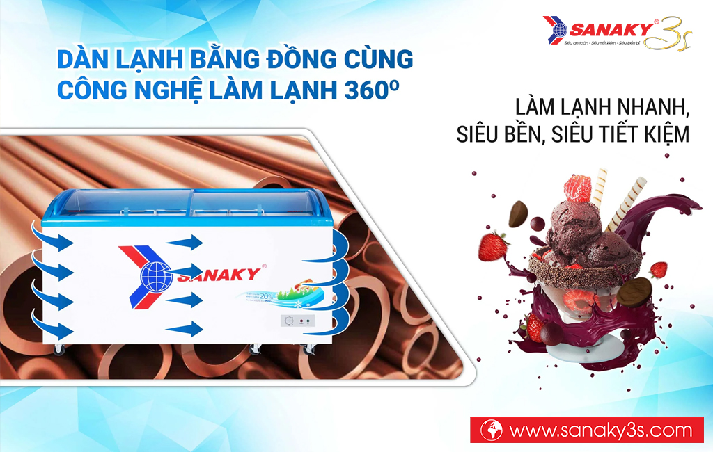 Tủ đông Sanaky VH-6899K dàn đồng