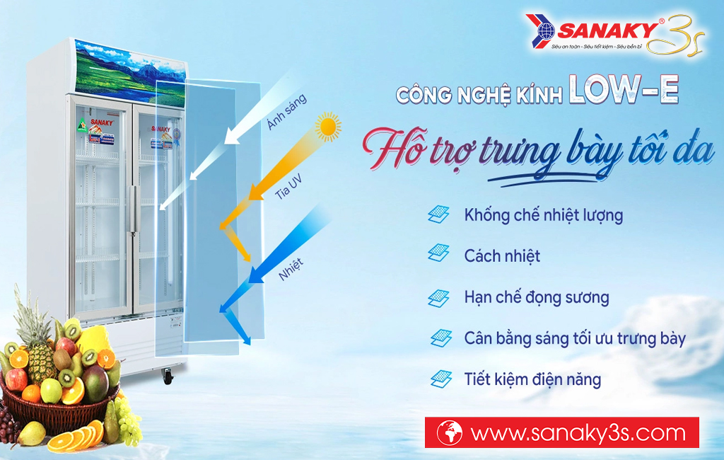 Tủ mát Sanaky DAVH-1009HP3 kính LOW E