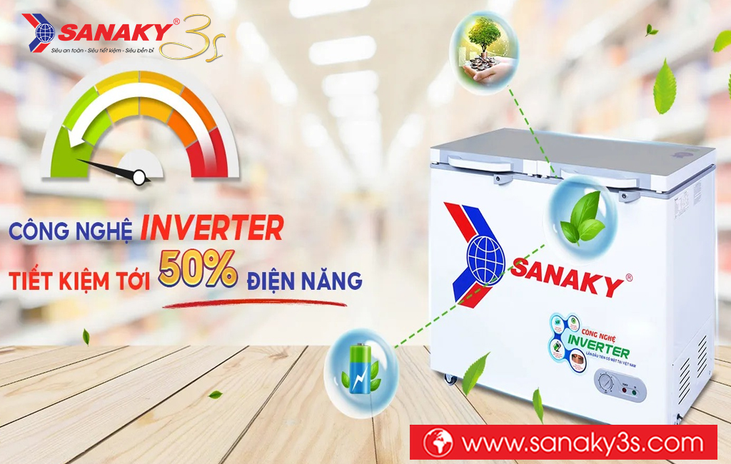 Tủ đông Sanaky inverter VH-2599A4K tiết kiệm điện