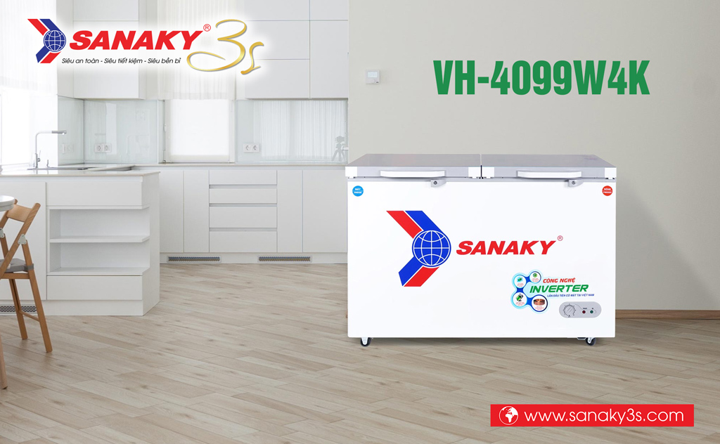 Tủ đông Inverter Sanaky VH-4099W4K dàn lạnh đồng kính cường lực
