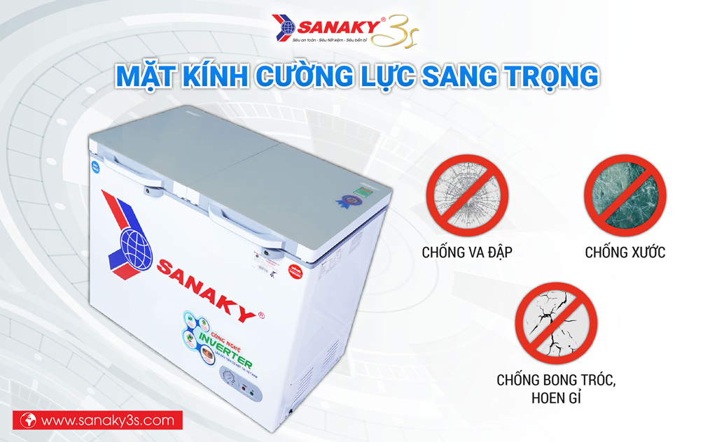 Tủ đông Inverter Sanaky VH-4099W4K kính cường lực