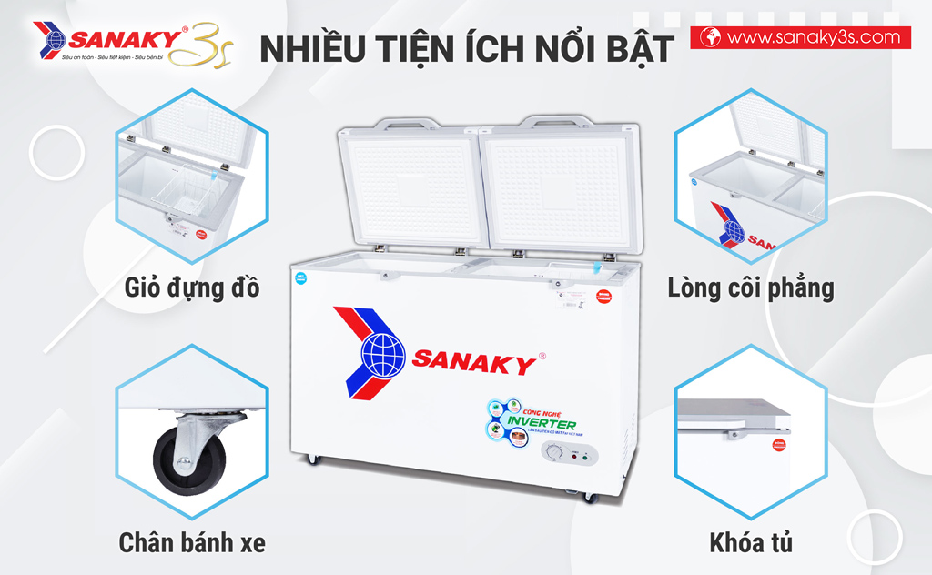 Tủ đông Inverter Sanaky VH-4099W4K nhiều tiện ích