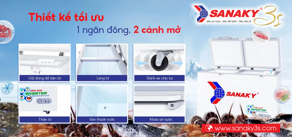 Tủ đông Sanaky Inverter VH-3699A4K 1 ngăn 2 cánh