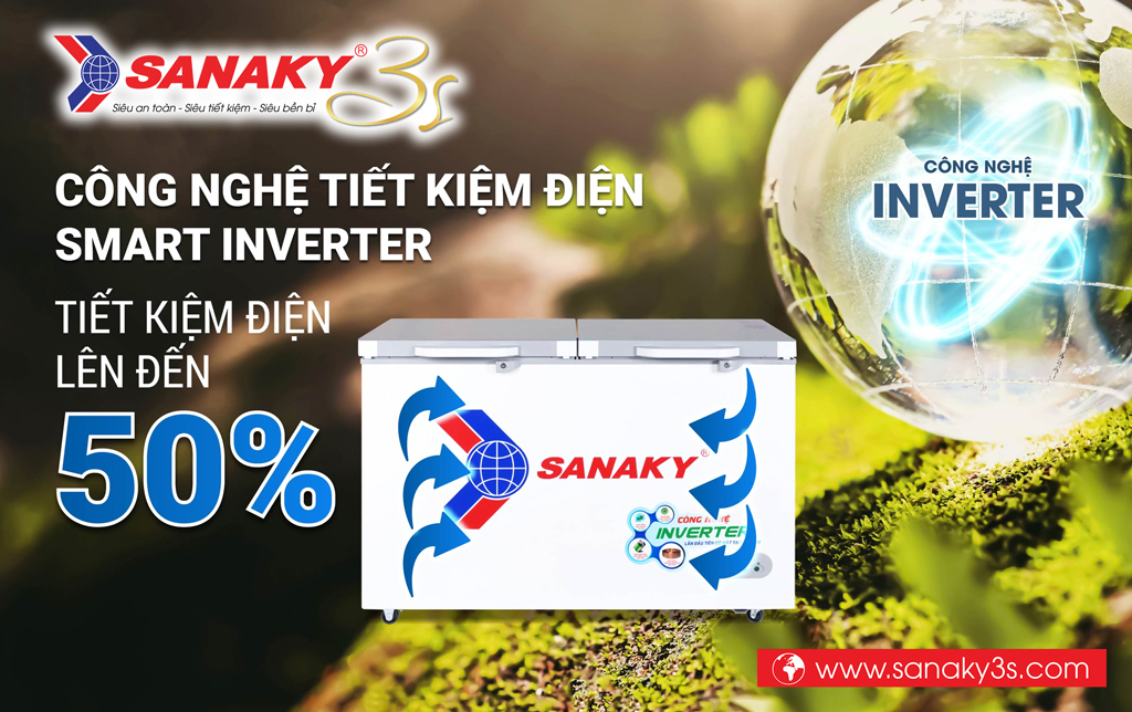 Tủ đông Sanaky Inverter VH-3699A4K 270 Lít tiết kiệm điện