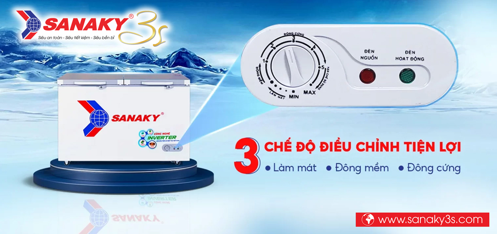 Tủ đông Sanaky Inverter VH-3699A4K 360 Lít ngăn đông mềm