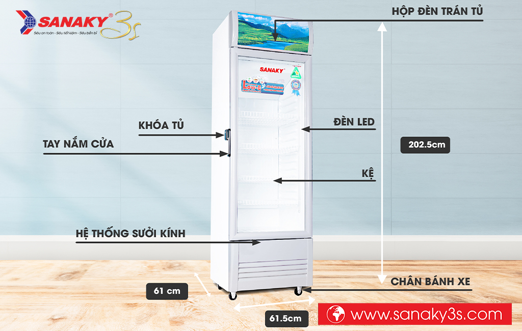 Kích thước tủ mát VH-408KL