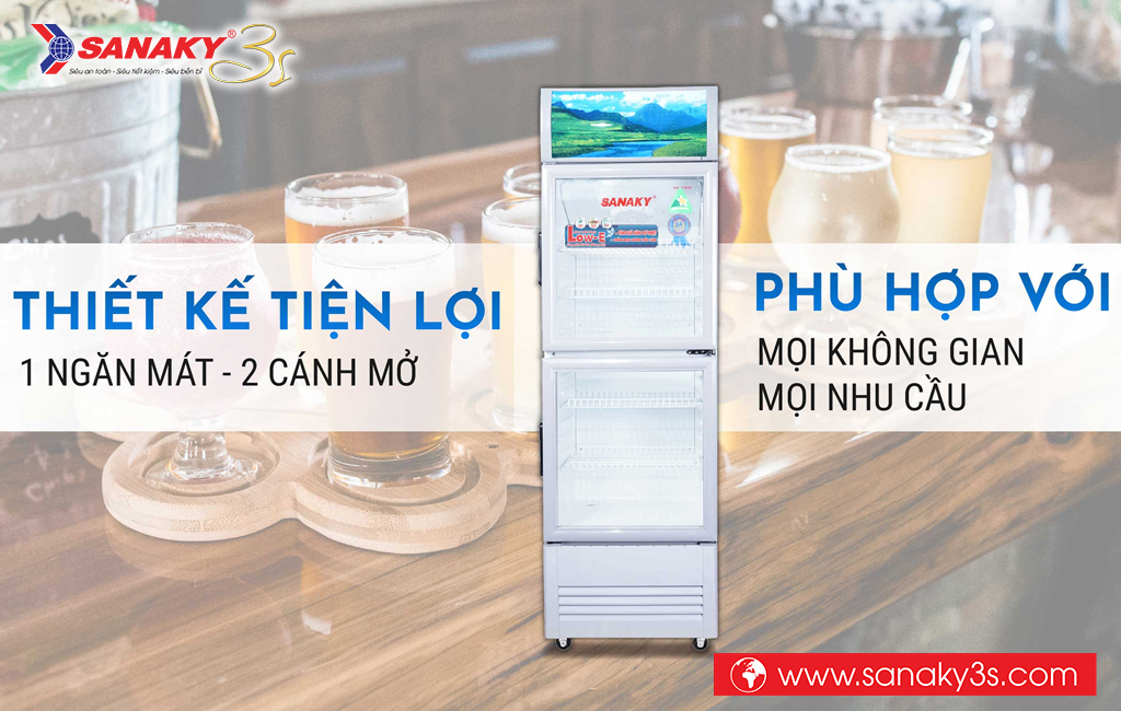 Tủ mát 2 cánh trên dưới Sanaky VH-308WL