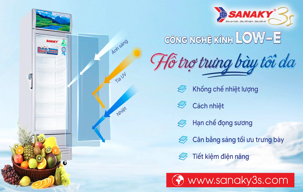 Tủ mát Sanaky VH-308KL công nghệ kính LOW E