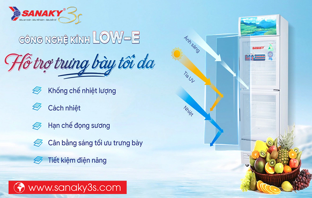 Tủ mát Sanaky VH-308WL công nghệ kính LOW E