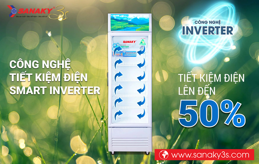 Tủ mát Sanaky inverter VH-218K3L tiết kiệm điện