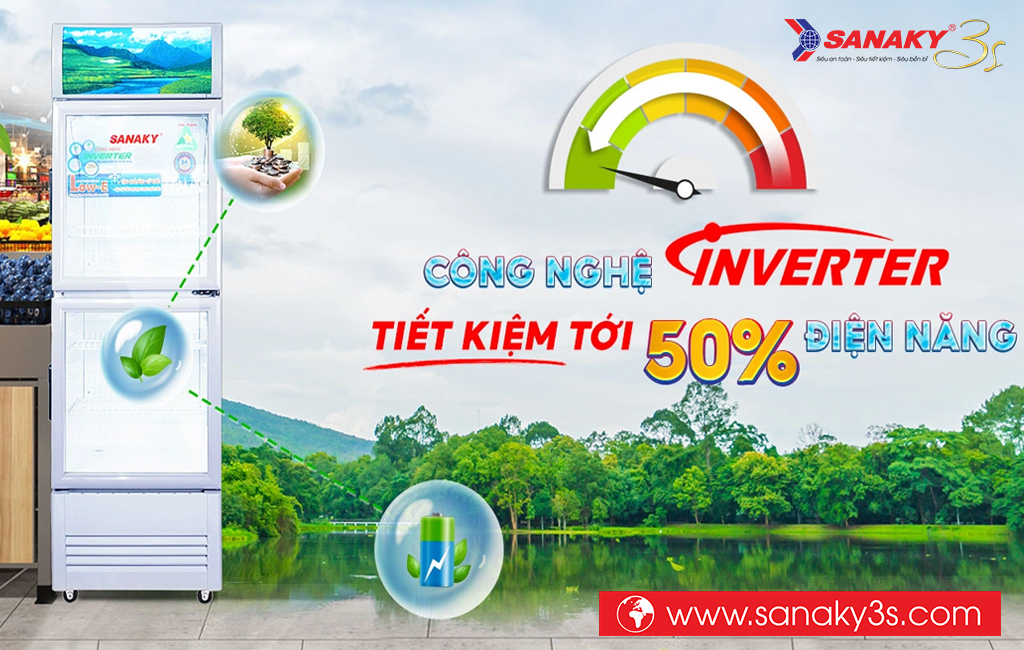 Tủ mát Sanaky inverter VH-308W3L tiết kiệm điện năng