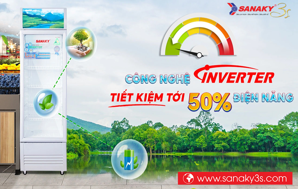 Tủ mát inverter Sanaky VH-218K3L tiết kiệm điện