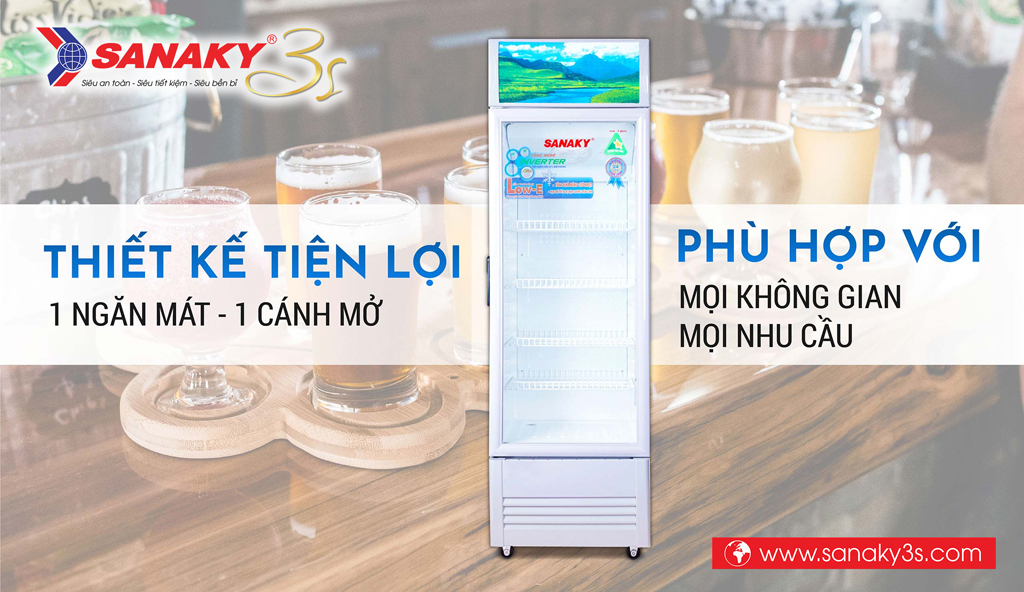 Tủ mát Inverter Sanaky VH-408K3L 1 ngăn 1 cánh mở