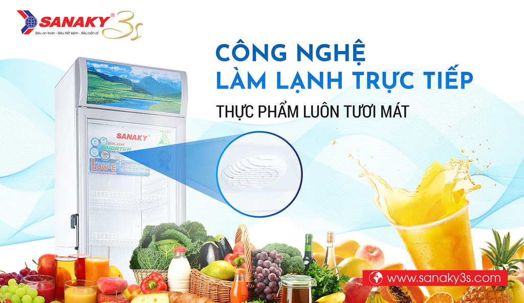 Tủ mát Inverter Sanaky VH-408K3L Low-E chống đọng sương mặt kính