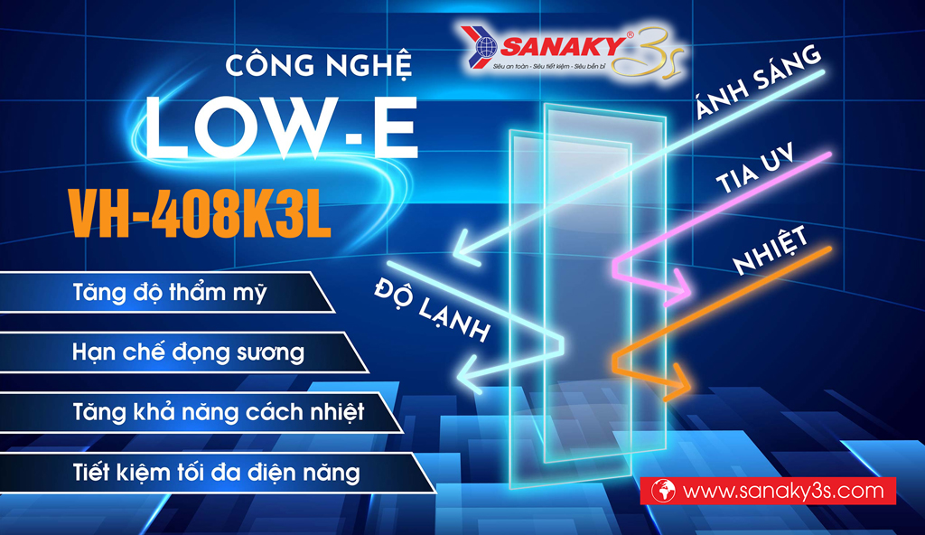 Tủ mát Inverter Sanaky VH-408K3L Low-E chống đọng sương