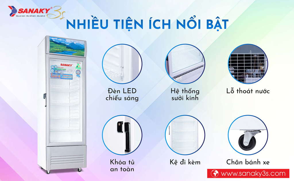 Tủ mát Inverter Sanaky VH-408K3L Low-E nhiều tiện ích nổi bật