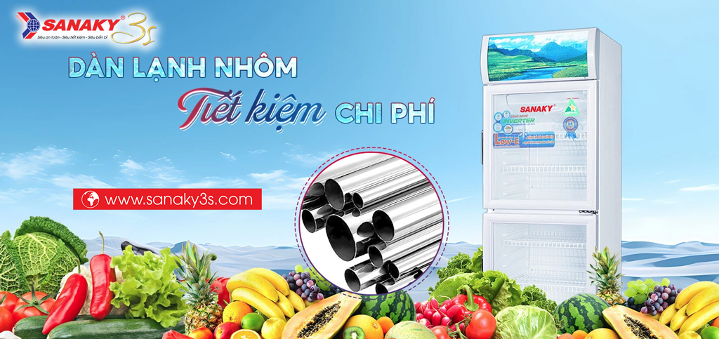 Tủ mát Sanaky Inverter VH-408W3L dàn lạnh nhôm
