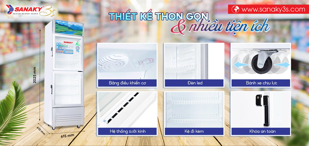 Tủ mát Sanaky Inverter VH-408W3L nhiều tiện ích