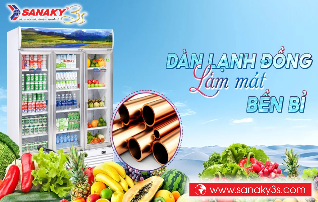 Tủ mát Sanaky DAVH-1520HP dàn đồng