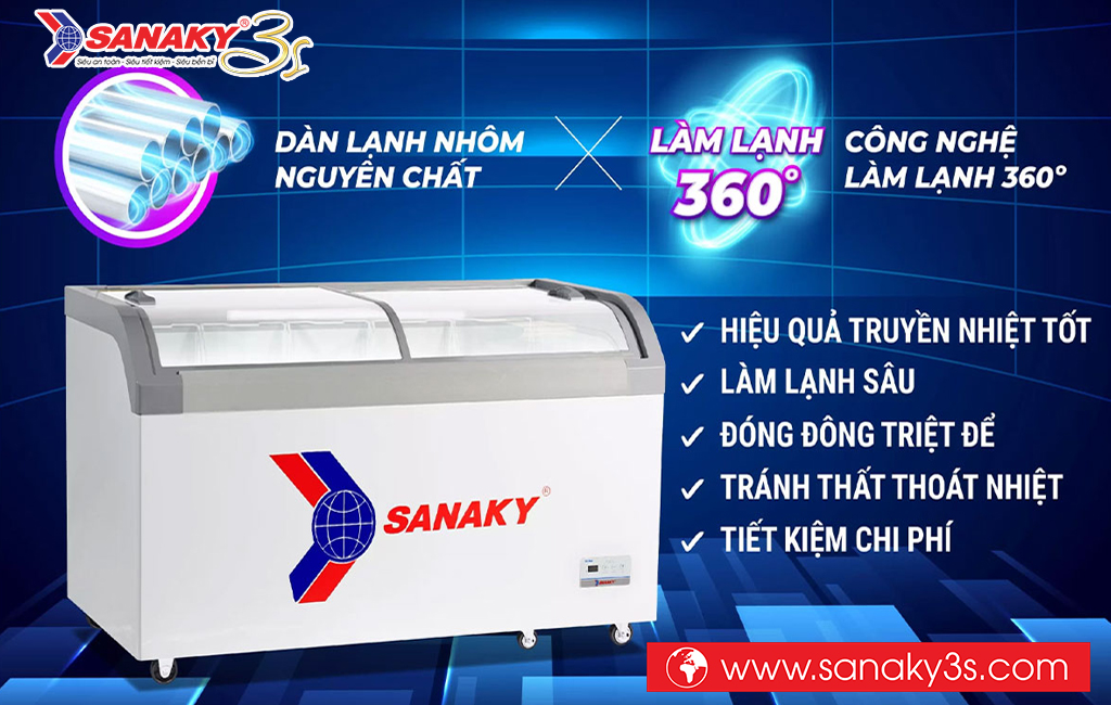 Tủ đông Sanaky VH-888KA dàn nhôm