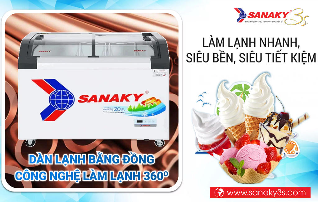 Tủ đông Sanaky VH-4899KB dàn đồng