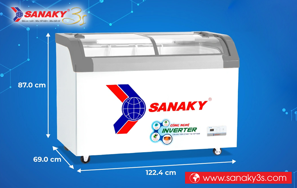 Kích thước Tủ đông inverter Sanaky VH-4899K3B