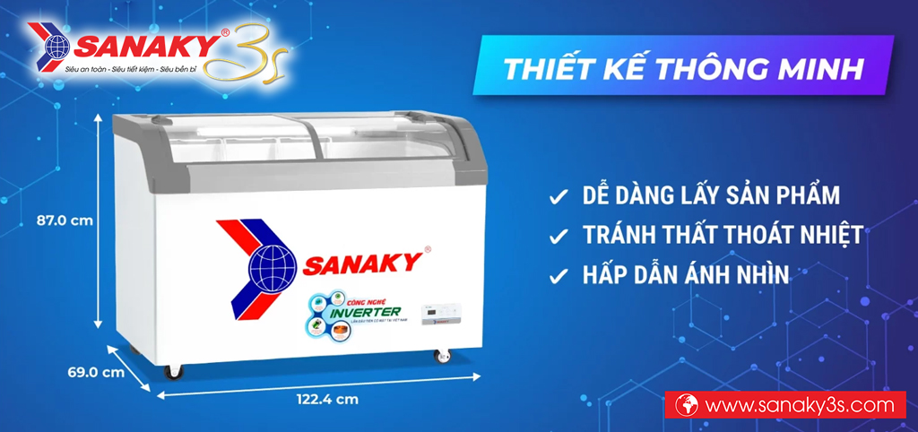 Tủ đông Sanaky Inverter VH-4899K3B 350 lít