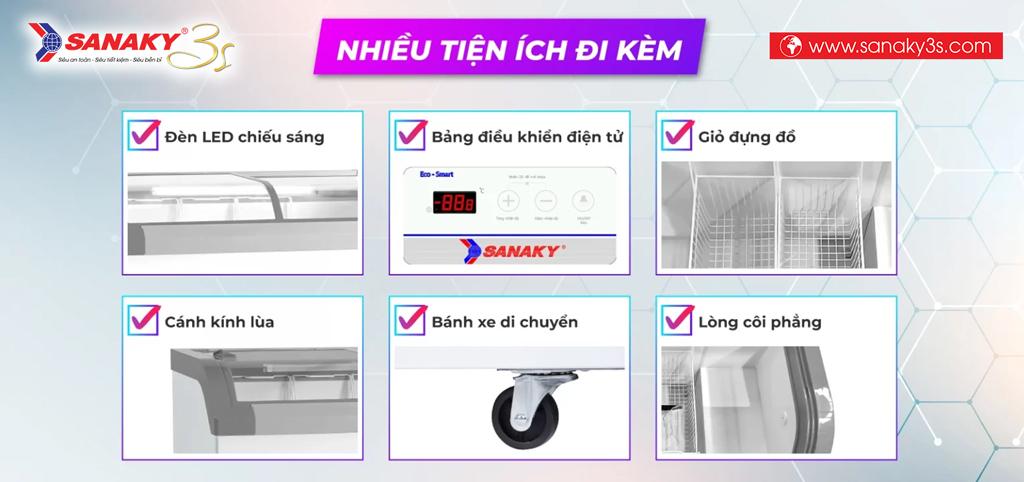 Tủ đông Sanaky Inverter VH-4899K3B dàn lạnh đồng