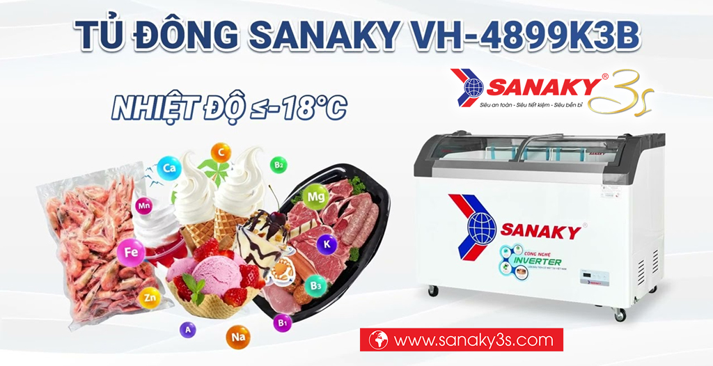 Tủ đông Sanaky Inverter VH-4899K3B làm lạnh sâu