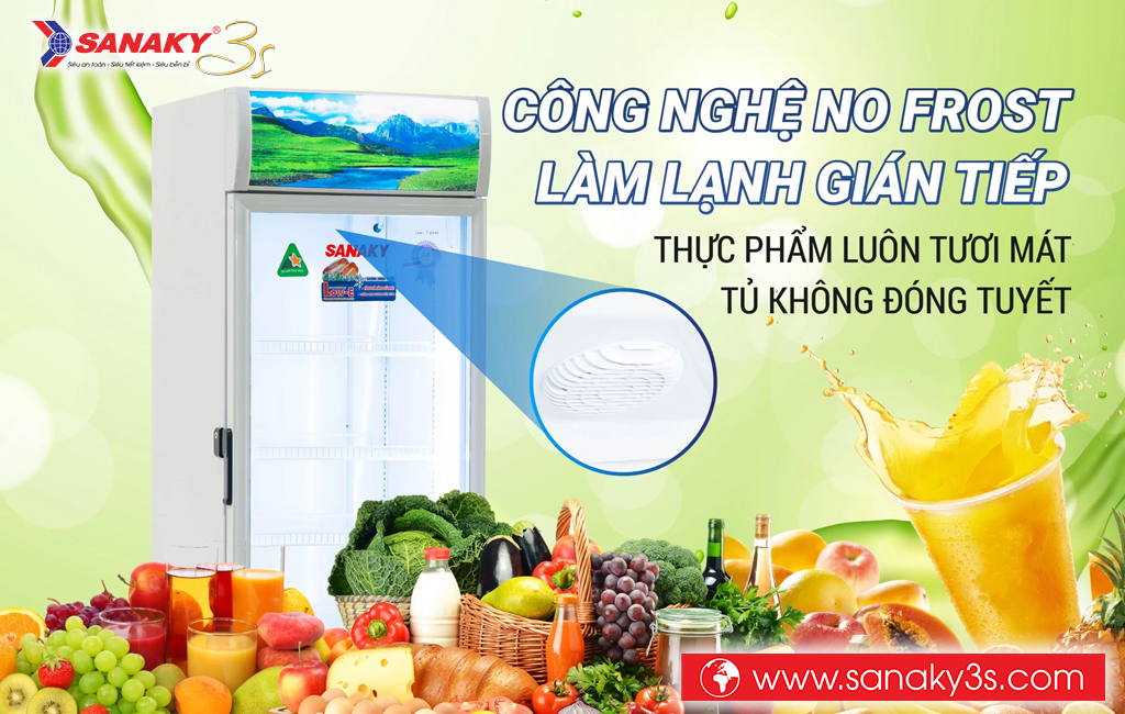 Tủ mát Sanaky VH-2589K làm lạnh gián tiếp