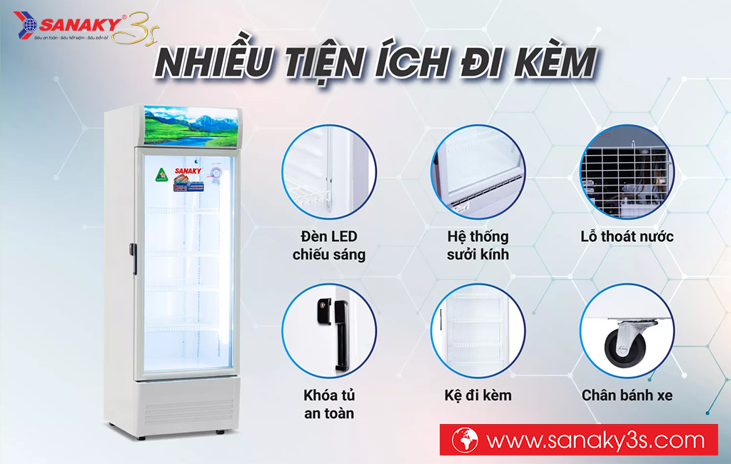 Tủ mát Sanaky VH-2589K nhiều tiện ích đi kèm