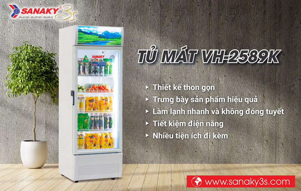 Tủ mát Sanaky VH-2589K 240L dàn đồng