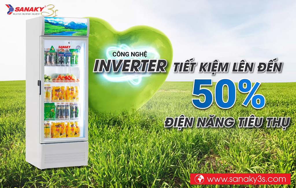 Tủ mát inverter Sanaky VH-2589K3 tiết kiệm diện năng